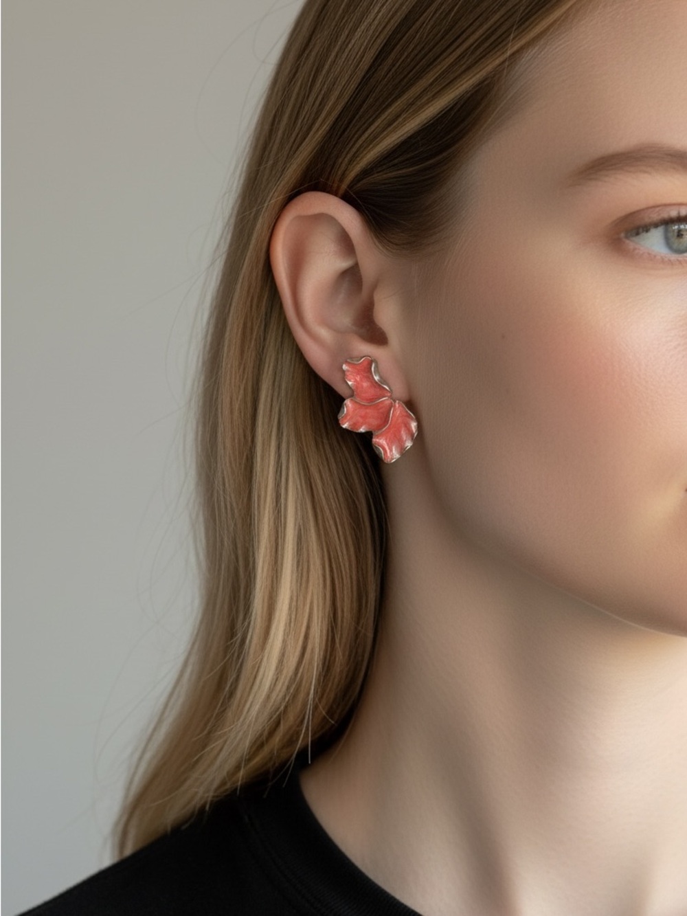 9/19 Coral Petal Silver-Trim Clip Earrings - Women Jewelry
